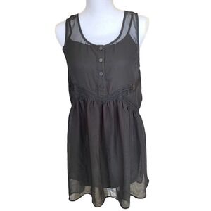 Express Dress Womens Sz Medium Black Top Layer Sheer Full Cami Lace Sleeveless